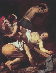 ￼
“Crocifissione di San Pietro”, (1600-1601) 230 × 175 cm, Chiesa di Santa Maria del Popolo, Cappella Cerasi, Roma.