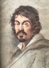 Ritratto di Caravaggiodi Ottavio Leoni, 1621 ca.
(Carboncino nero e pastelli su carta blu, 23,4 × 16,3 cm)
Firenze, Biblioteca Marucelliana, 